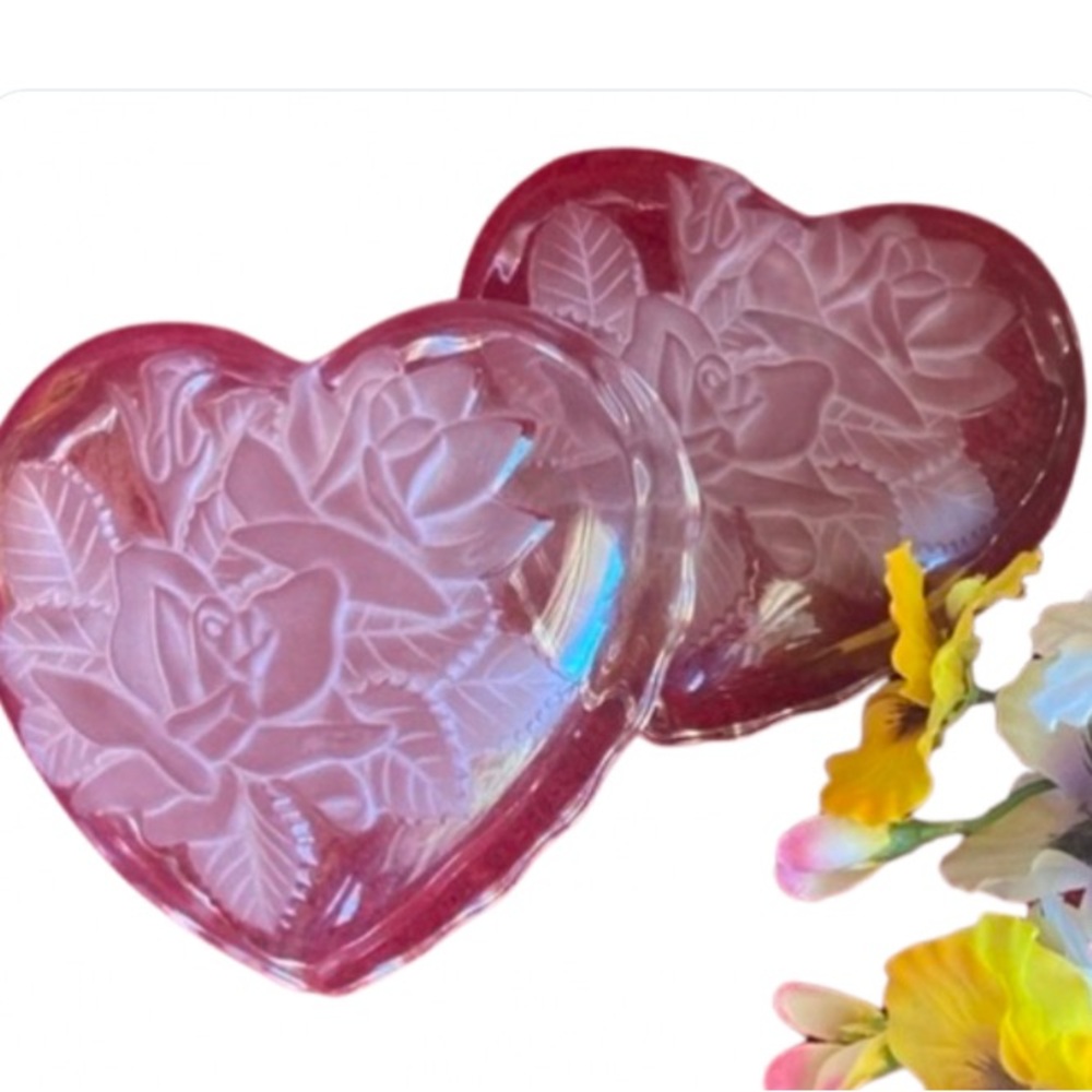 Home Beautiful Rose Pearls Glass Covered Heart Dish- Original Box WY001/…